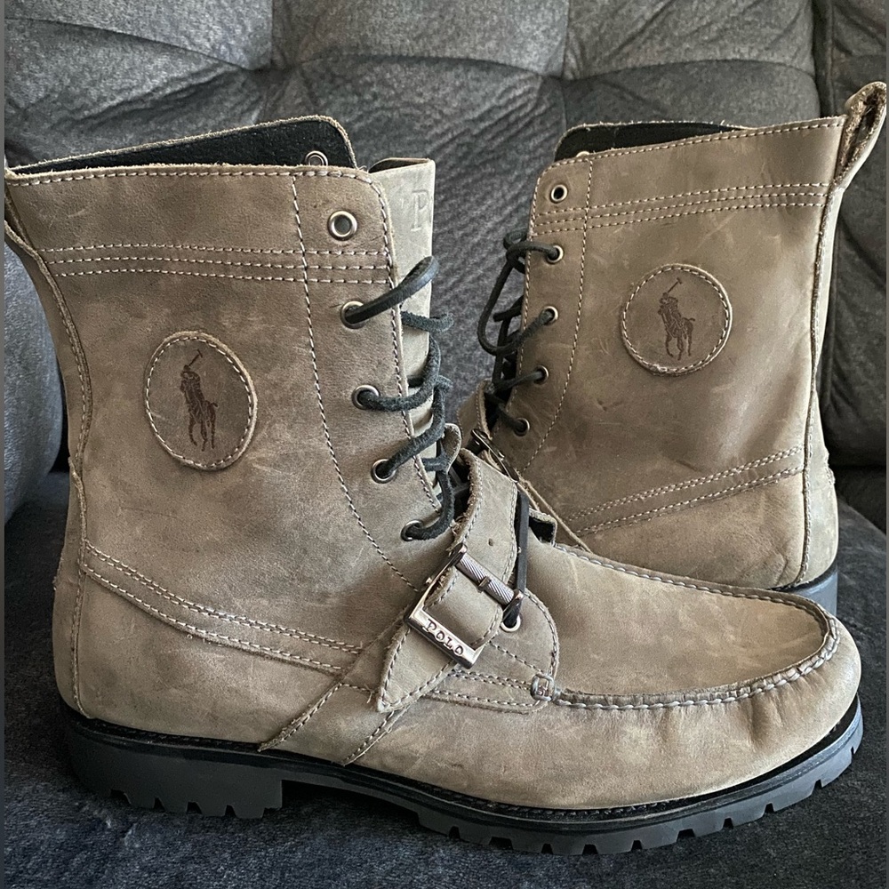 Polo Ralph Lauren gray/green tint suede ranger boots size 13